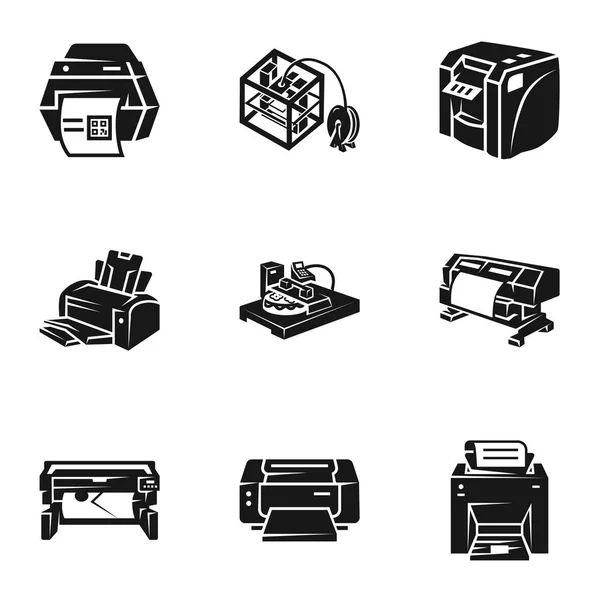 3d printer icon set, simple style — Stock Vector
