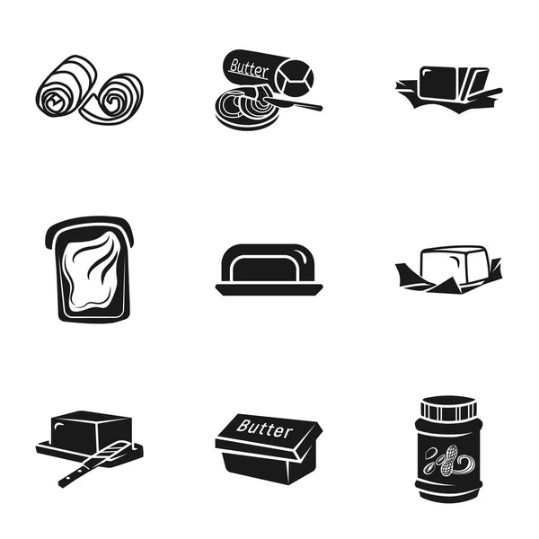 Conjunto de iconos de mantequilla culinaria, estilo simple — Vector de stock
