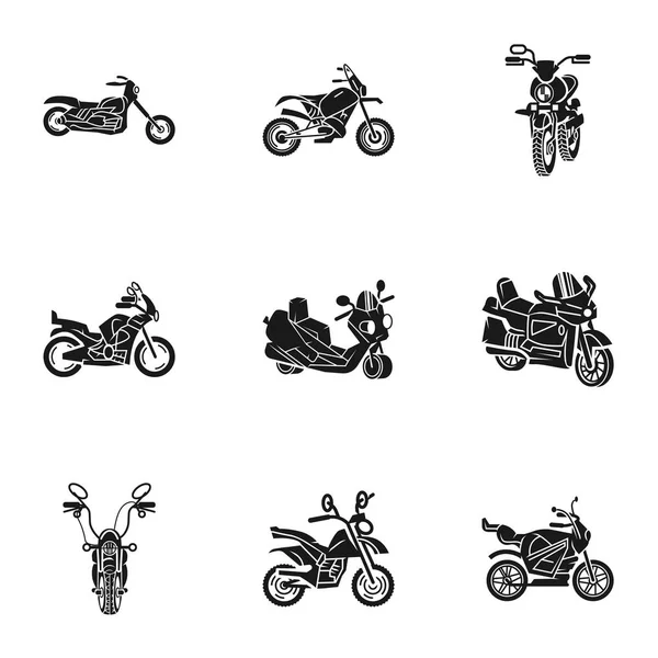 Conjunto de ícones de transporte de moto, estilo simples — Vetor de Stock