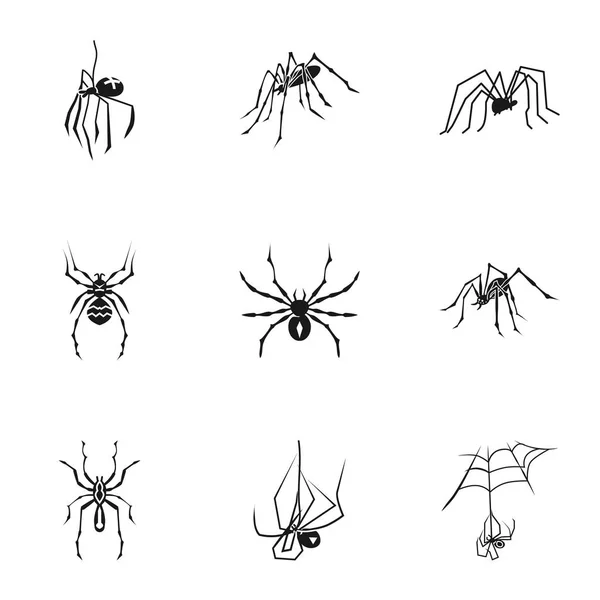 Spider bug icon set, simple style — Stock Vector