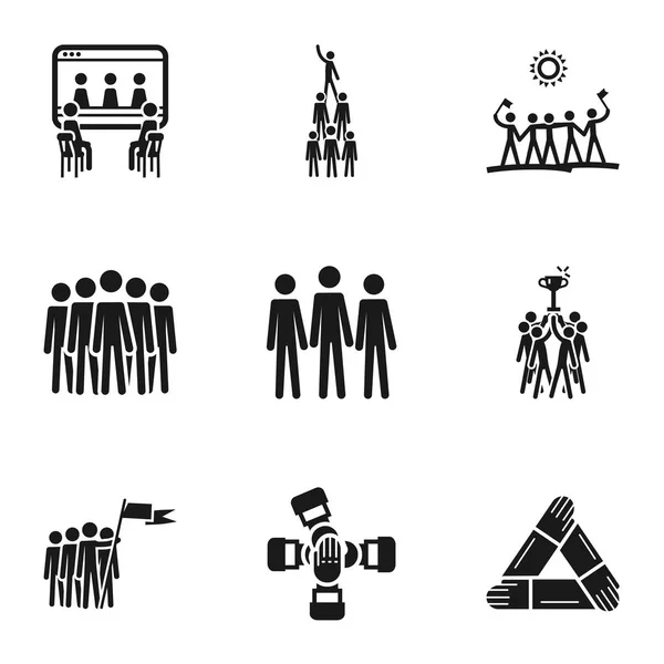Conjunto de ícones de trabalho em equipe Seo, estilo simples —  Vetores de Stock