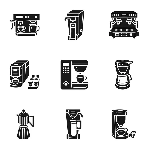 Office koffiemachine icon set, eenvoudige stijl — Stockvector