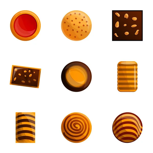 Conjunto de iconos de galletas de azúcar, estilo de dibujos animados — Vector de stock