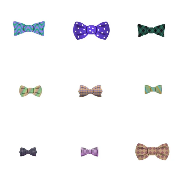 Fabric bow tie icon set, cartoon style — Stock Vector