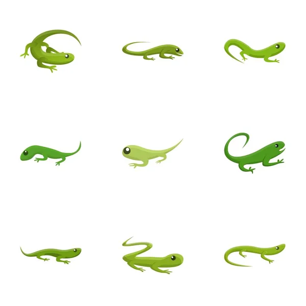 Exotic lizard icon set, cartoon style — Stock Vector