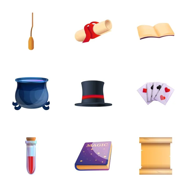 Conjunto de iconos de herramientas de asistente, estilo de dibujos animados — Vector de stock
