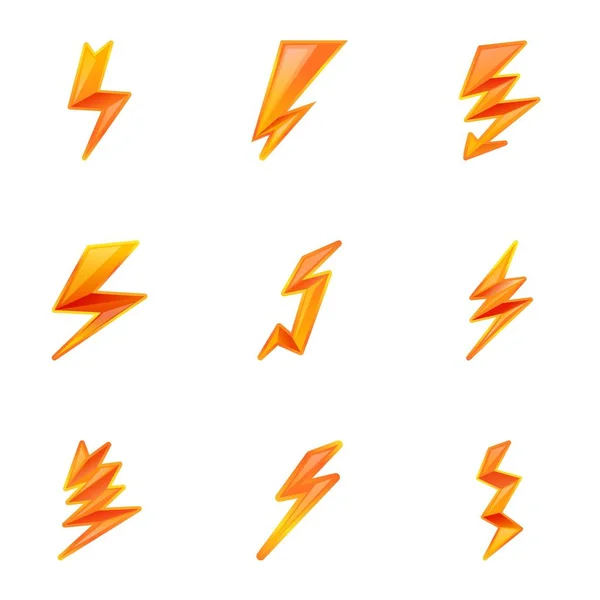 Fara Lightning bult Ikonuppsättning, tecknad stil — Stock vektor