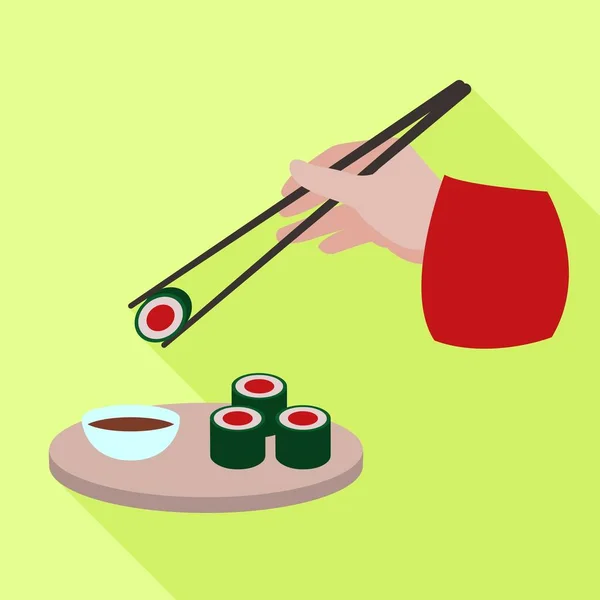 Vietnã sushi rolo ícone, estilo plano — Vetor de Stock