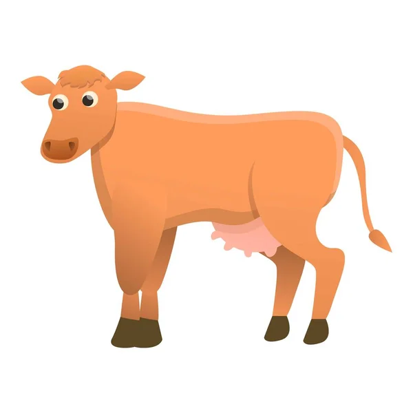 Linda vaca icono, estilo de dibujos animados — Vector de stock