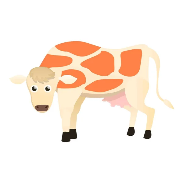 Icono de vaca marrón blanca, estilo de dibujos animados — Vector de stock