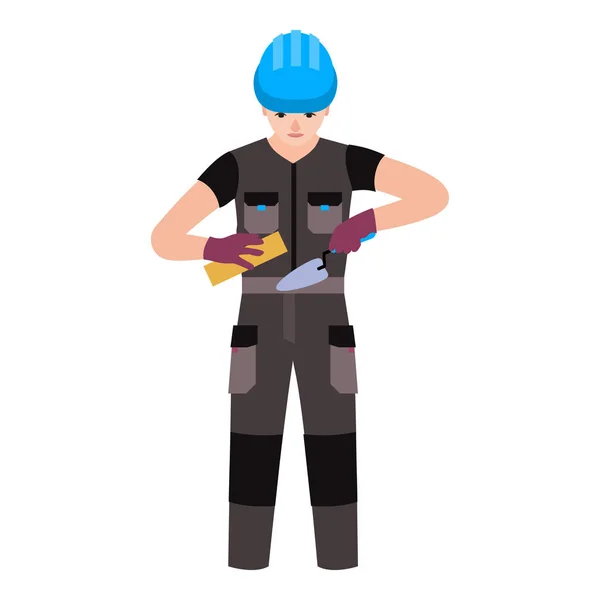 Icono de hombre constructor, estilo plano — Vector de stock