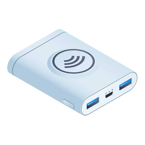 Wireless Power Bank icon, isometrische stijl — Stockvector