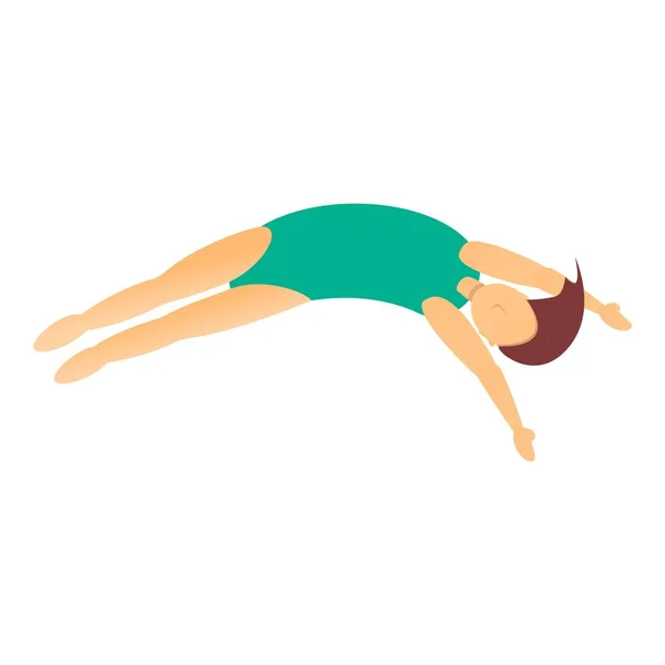 Dívčí ikona pro skok na boční bazén, kreslený styl — Stockový vektor