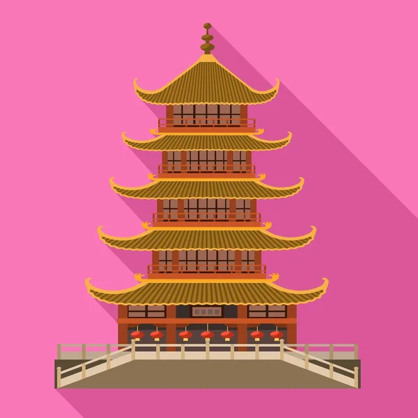 Çin tapınak simgesi, düz stil — Stok Vektör