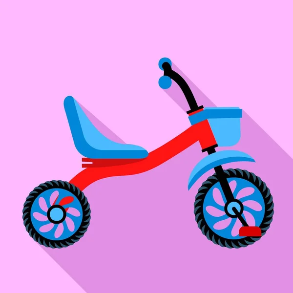 Tricycle with basket icon, flat style — Stock Vector