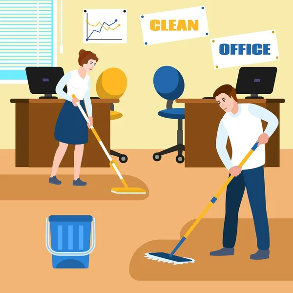 Office clean concept banner, platte stijl — Stockvector