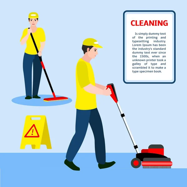 Floor cleaning concept banner, flat style — Stock Vector