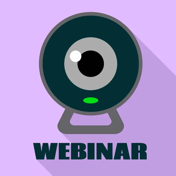 Webcam-Webinar-Ikone, flacher Stil — Stockvektor