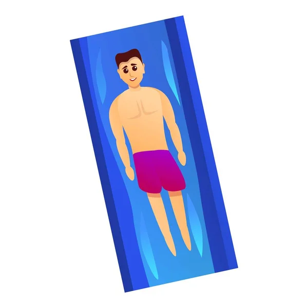 Człowiek odpoczynku na ikonie materaca wodnego, styl kreskówki — Wektor stockowy
