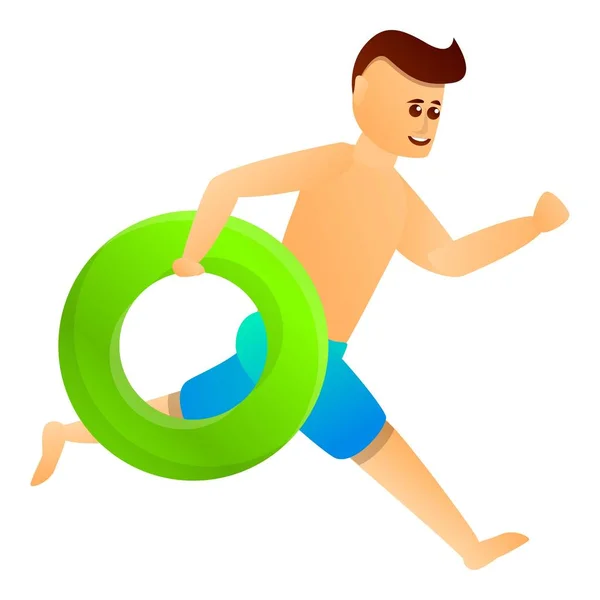 Ember fut Pool gyűrű ikon, rajzfilm stílusú — Stock Vector