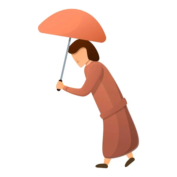 Senior Kvinna paraply ikon, tecknad stil — Stock vektor