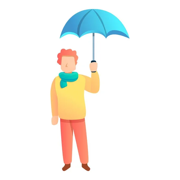 Fashion man blue umbrella icon, cartoon style — Stock Vector