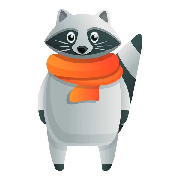 Raccoon z ikoną szalika, styl kreskówki — Wektor stockowy