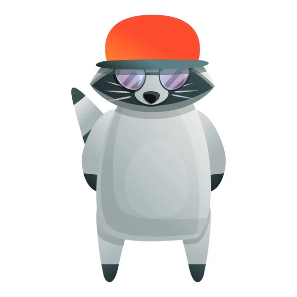 Rapper raccoon icon, cartoon style — Stock Vector