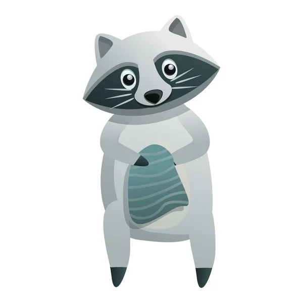 Ikona czyszczenia Raccoon, styl kreskówki — Wektor stockowy