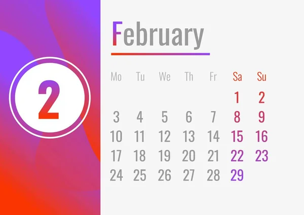 Februari månad kalender 2020 Concept banner, tecknad stil — Stock vektor