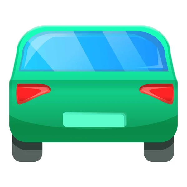 Icono verde del coche trasero, estilo de dibujos animados — Vector de stock