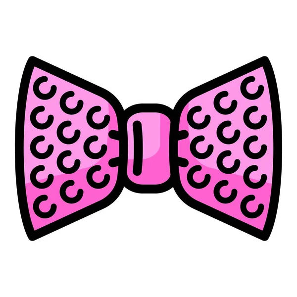 ピンクの点線の蝶ネクタイアイコン、アウトラインスタイル — ストックベクタ