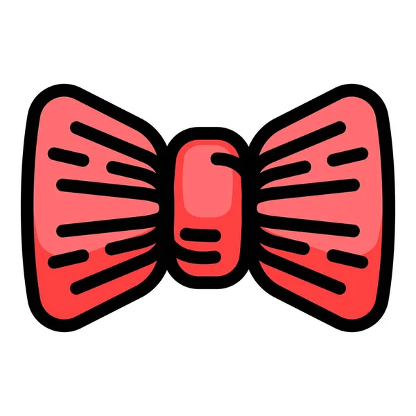 Textile red bow tie icon, outline style — Stock Vector