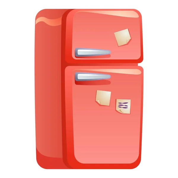 Rote Retro-Kühlschrank-Ikone im Cartoon-Stil — Stockvektor