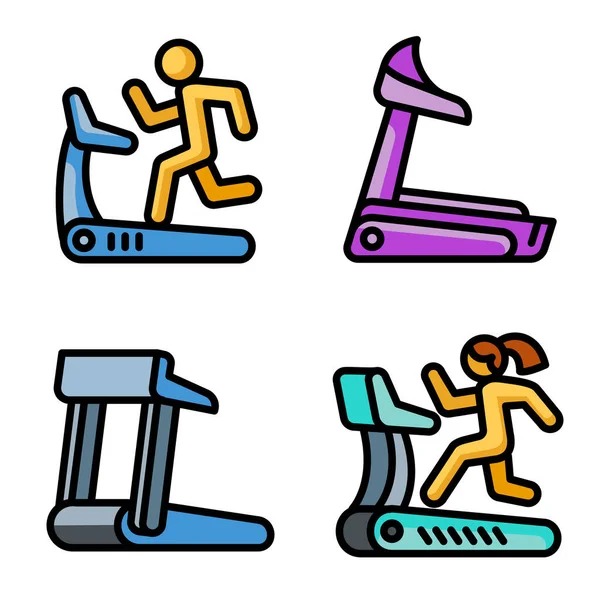 Set ikon Treadmill, gaya garis luar - Stok Vektor