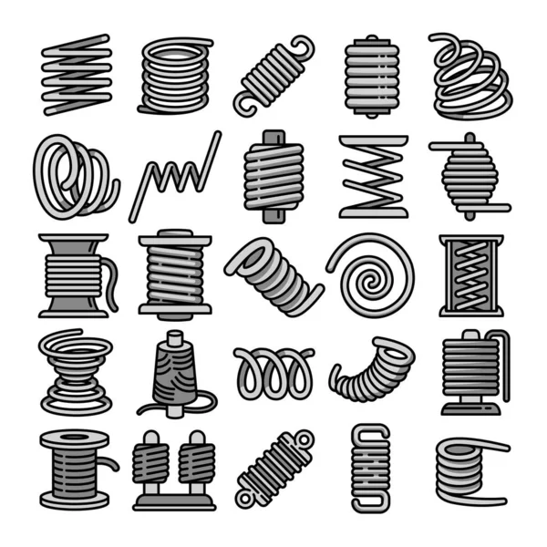 Ensemble d'icônes de bobine, style contour — Image vectorielle