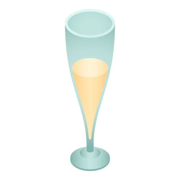 Ícone de vidro de champanhe frio, estilo isométrico — Vetor de Stock
