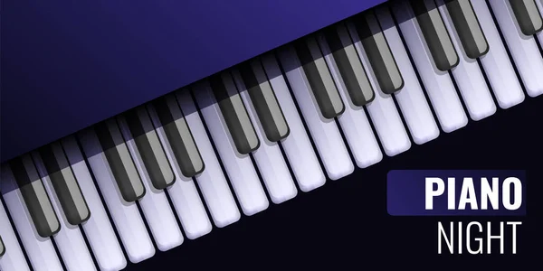 Banner de concepto de noche de piano, estilo de dibujos animados — Vector de stock