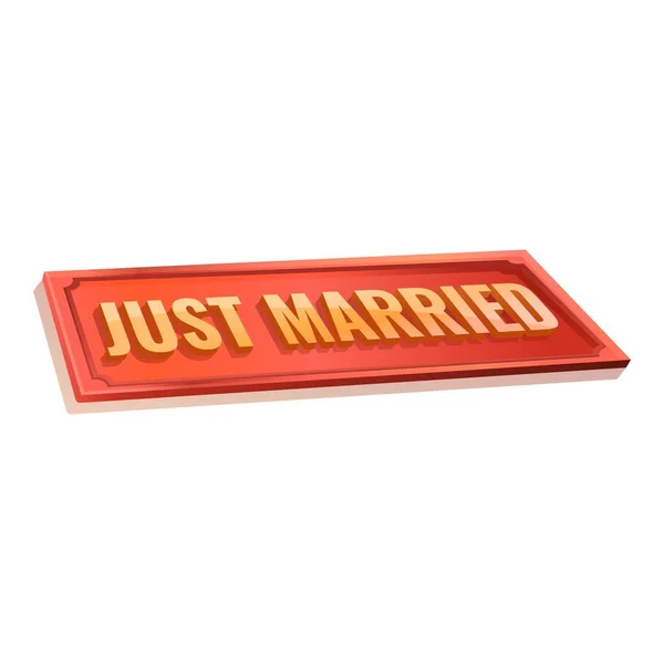 Just married banner icon, cartoon style — 스톡 벡터