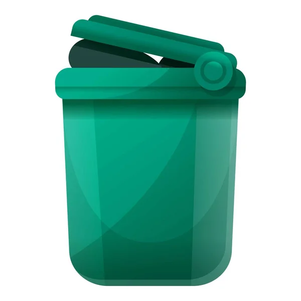 Garbage green bin icon, cartoon style — 스톡 벡터