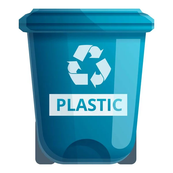 Reciclar icono de la papelera de plástico, estilo de dibujos animados — Vector de stock