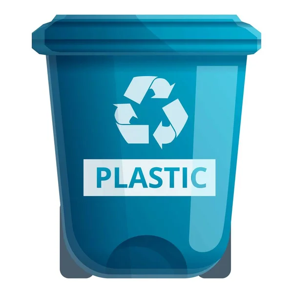 Prullenbak plastic pictogram, cartoon stijl — Stockvector