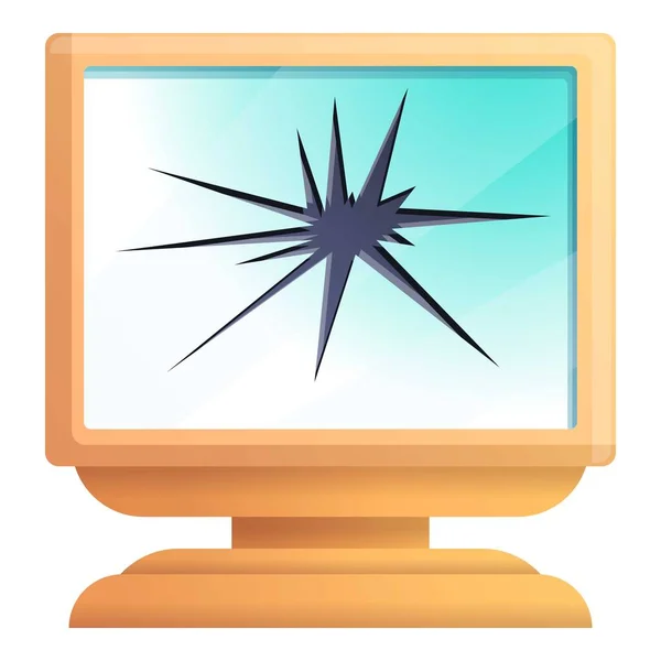 Broken computer monitor icon, cartoon style — Stock Vector