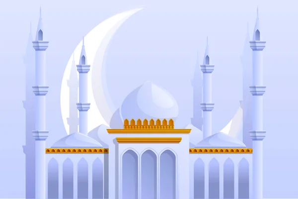 White mosque concept background, cartoon style — 스톡 벡터