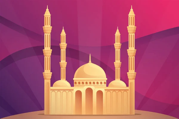 Concept de mosquée islamique arrière-plan, style dessin animé — Image vectorielle