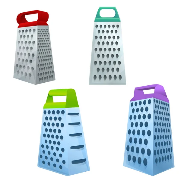 Grater icons set, cartoon style — Stock Vector