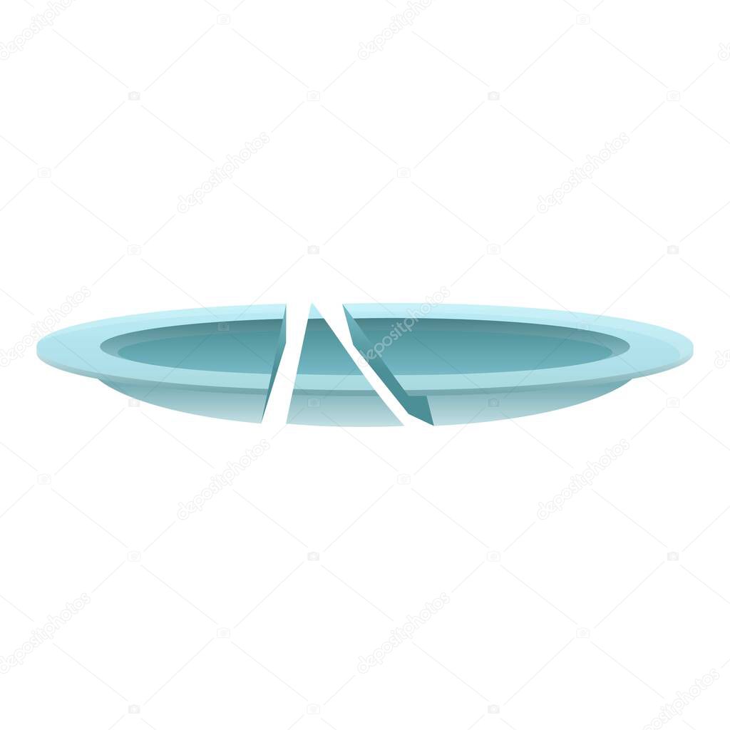 Broken plate icon, cartoon style