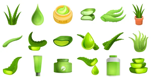 Aloe vera set cartoon vector — Stock Vector