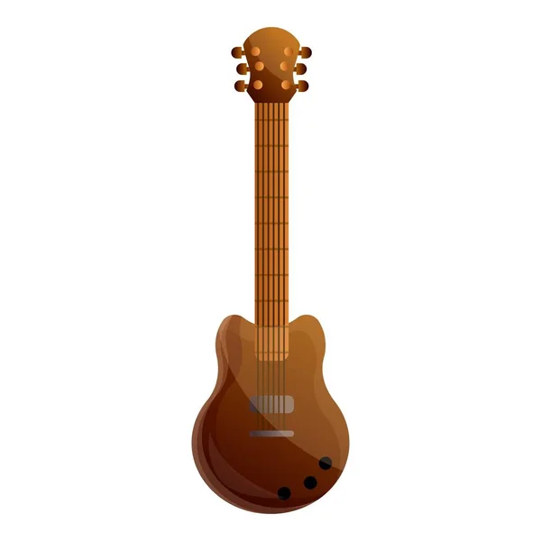 Brown electric guitar icon, cartoon style — Stock Vector