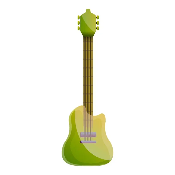 Ikona zelené kytary, kreslený styl — Stockový vektor